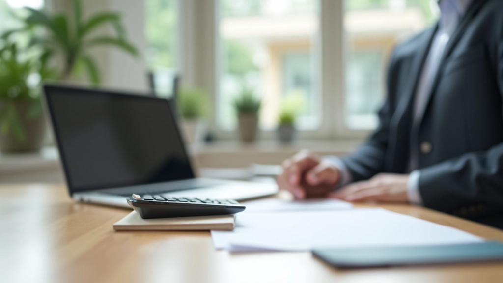 Professional financial planning workspace with budget spreadsheets and calculator on desk