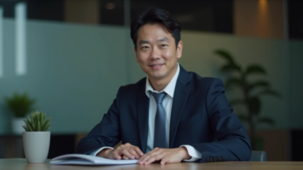 Professional in office discussing loan terms at desk with documents and laptop visible